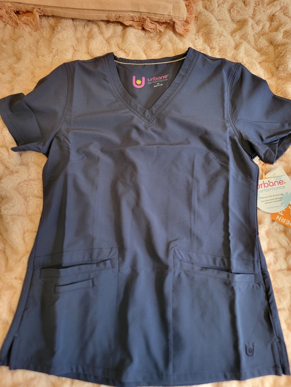 Urbane Performance Navy V-Neck Scrub Top